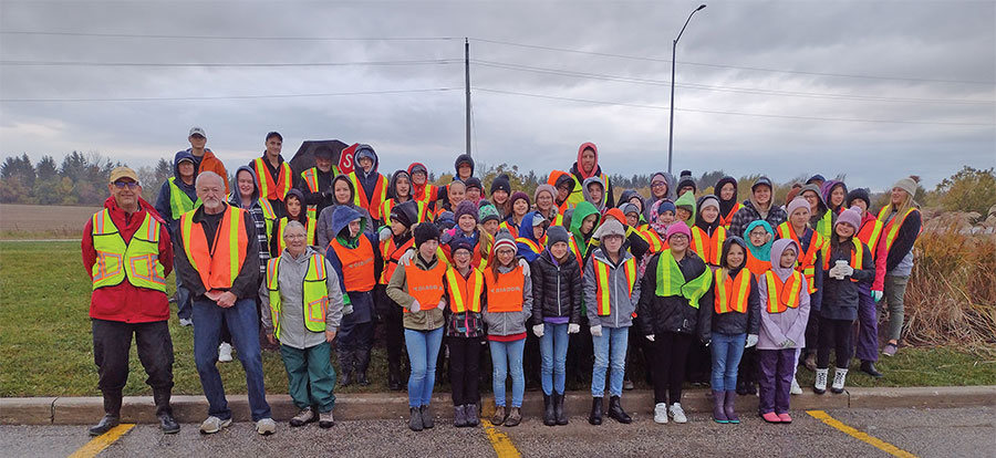 Maranatha Christian School students join Fergus Lions for roadside cleanup